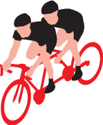 Ilustração de um tandem, uma bicicleta com dois assentos que comporta dois atletas