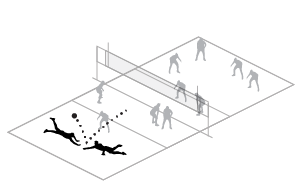 ilustração dos fundamentos do vôlei - defesa